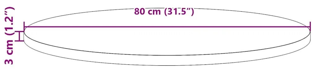 fehér tömör fenyőfa kerek asztallap Ø80 x 3 cm