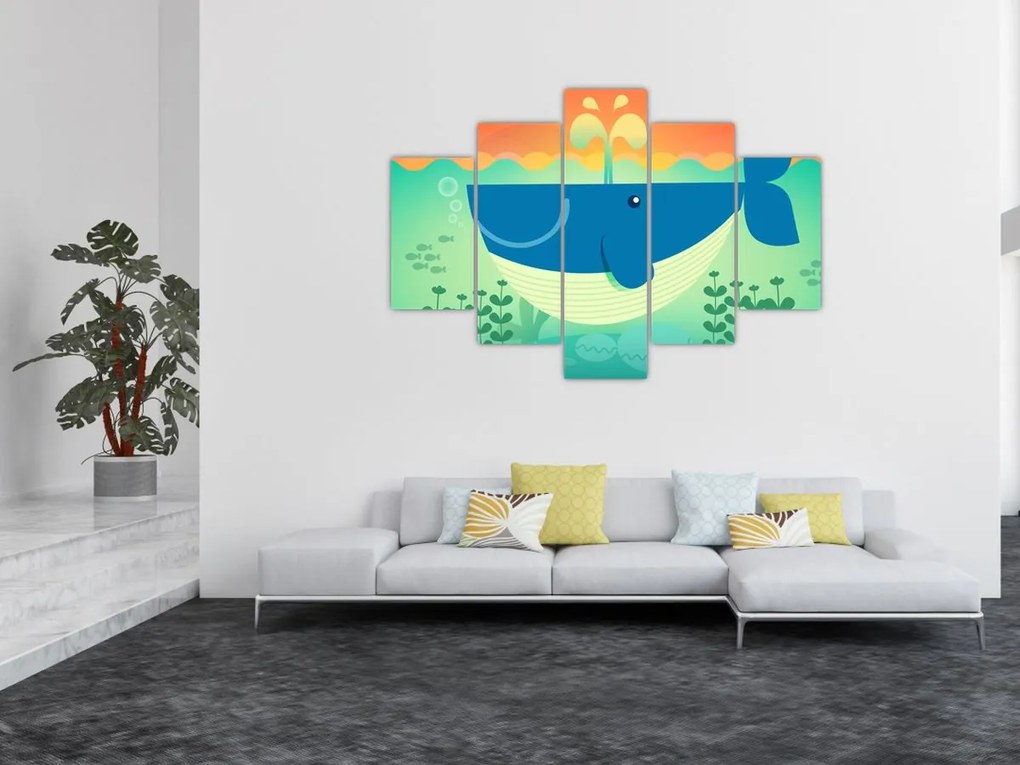 Kép - Vidám bálna a tengerben (150x105 cm)