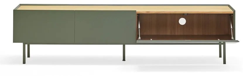 Zöld-natúr színű TV-állvány tölgyfa dekorral 180x45 cm Arista – Teulat