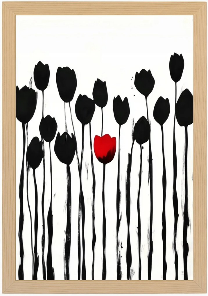 Poszter Keret Fa Grafika Természet Kert Virágok Tulipán Modern 40x60