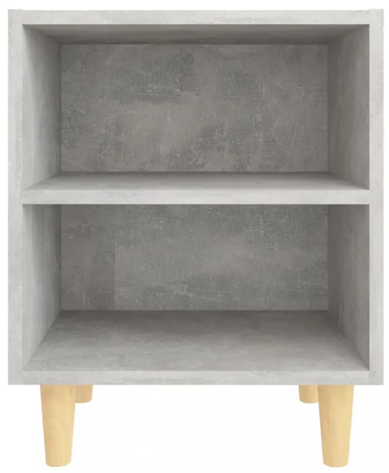 2 db betonszürke éjjeliszekrény tömör fa lábakkal 40x30x50 cm