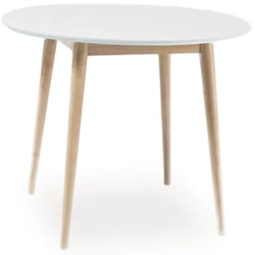 Étkezőasztal, fehér/tölgy, LARSON 90X90