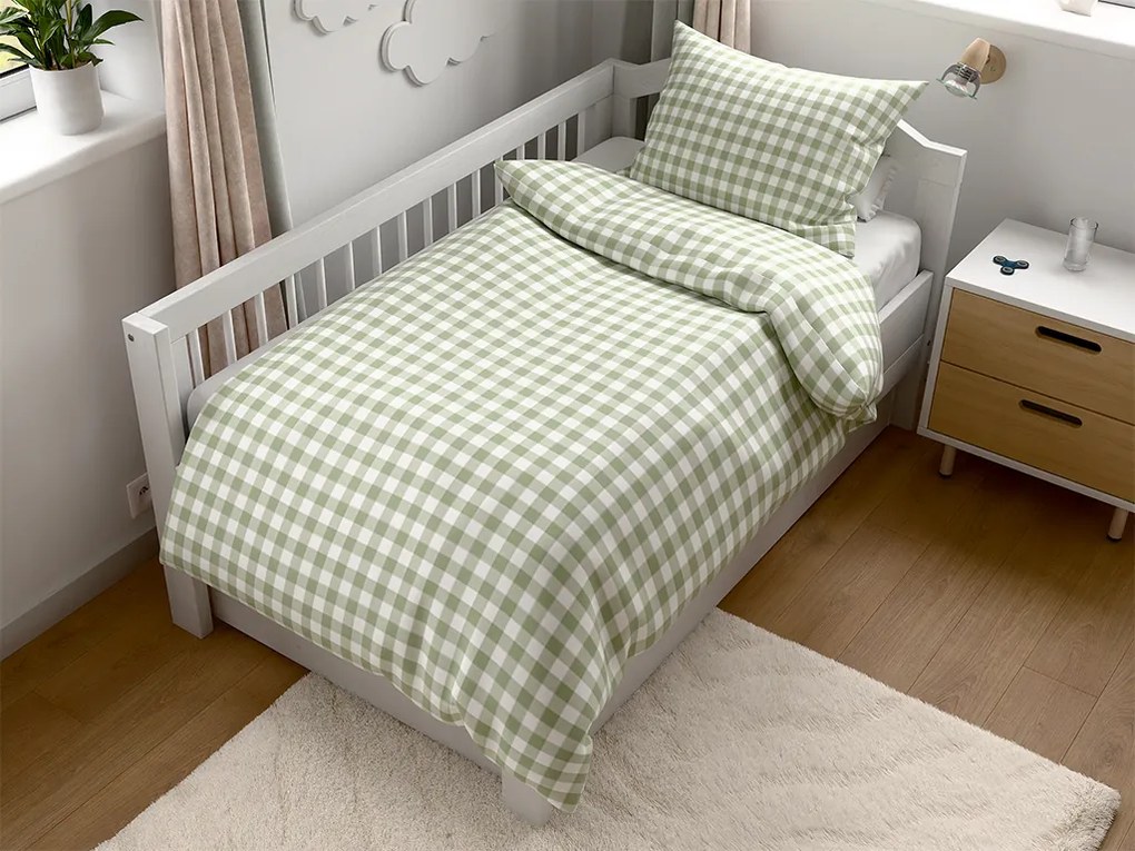 Krepp ágynemű kiságyhoz Renforcé GRENTIS zöld Ágyneműhuzat mérete: 45 x 65 cm | 90 x 140 cm