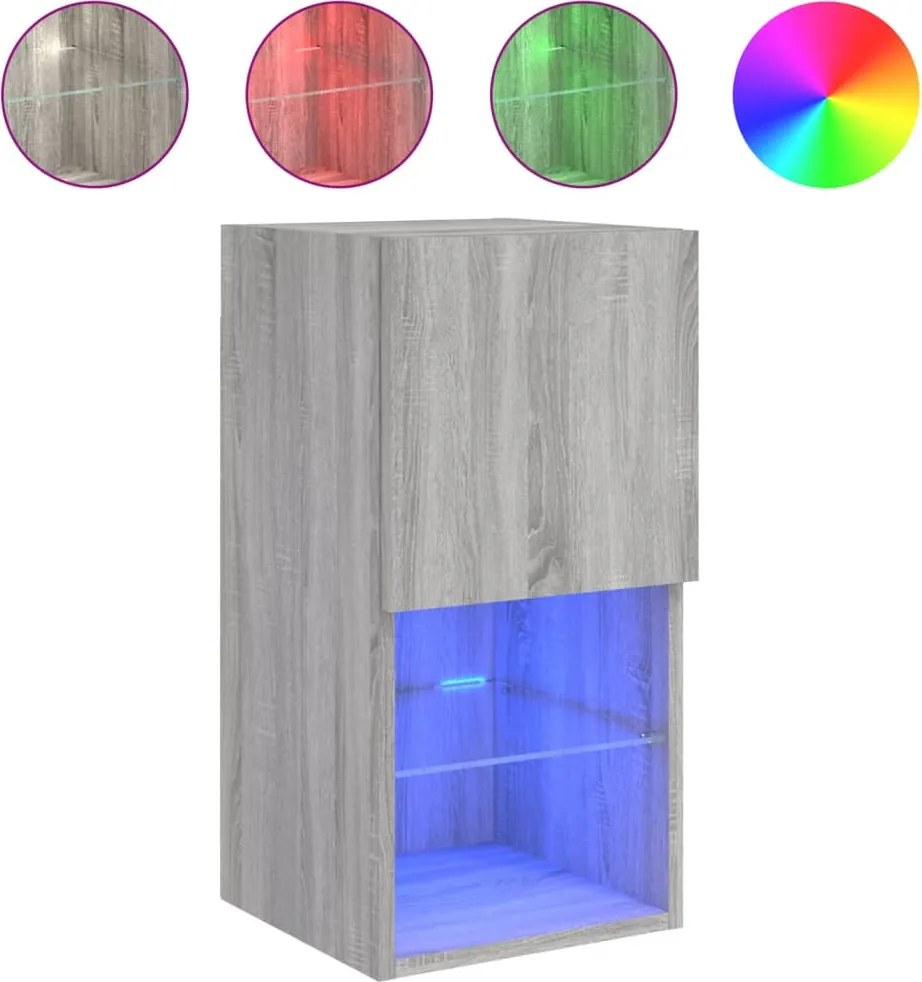 vidaXL szürke sonoma TV-szekrény LED-lámpákkal 30,5 x 30 x 60 cm