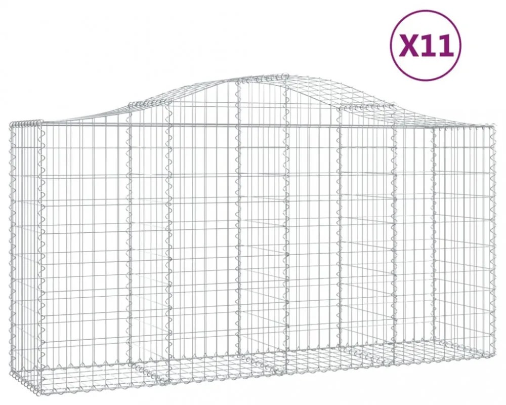 11 db íves horganyzott vas gabion kosár 200 x 50 x 100/120 cm