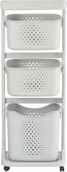 Műanyag gurulós állvány kosárral Fehér/Fekete