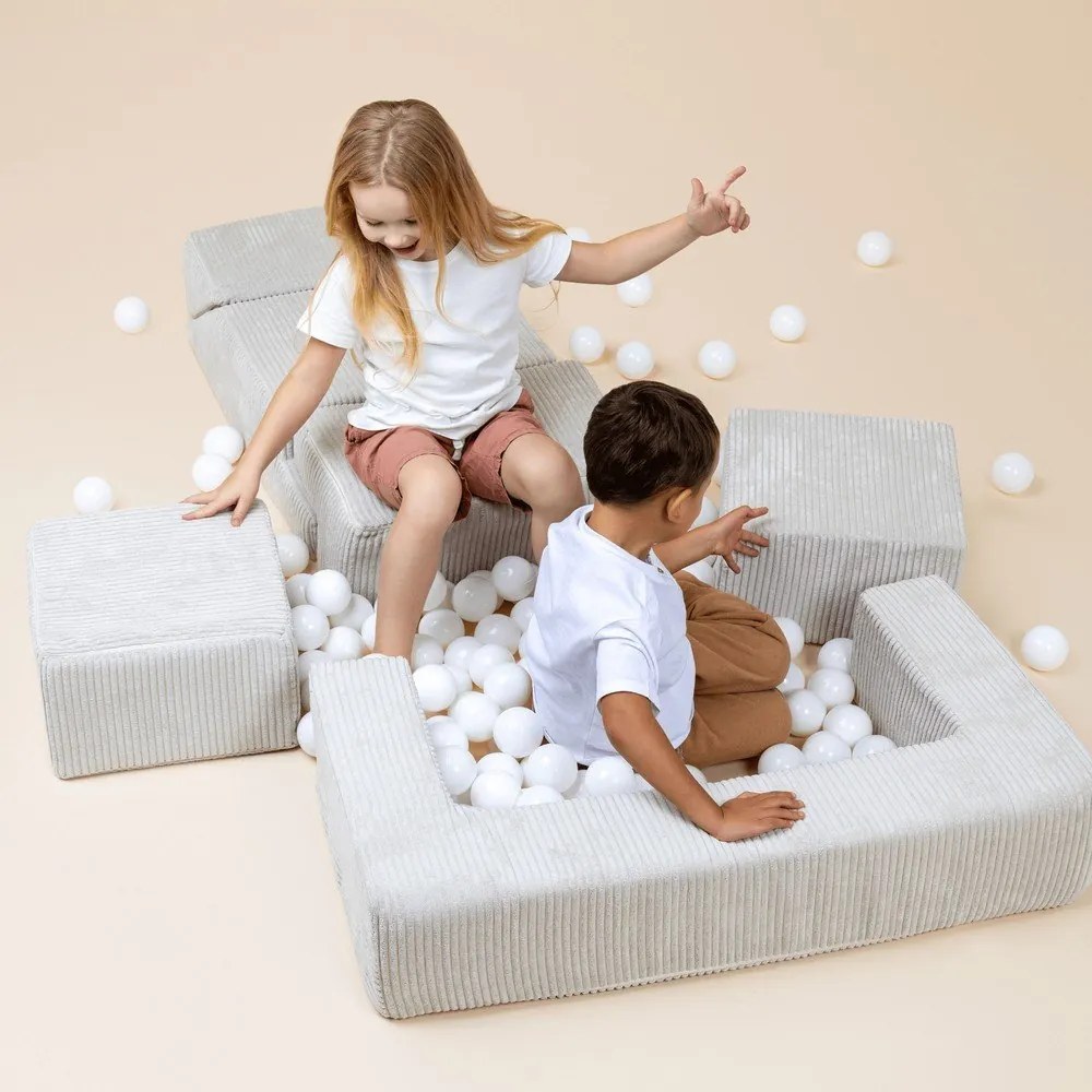 Rózsaszín kordbársony habszivacs játszótér 6 db-os magasság 40 cm 100x35 cm Montessori – Meowbaby