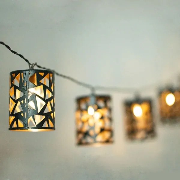 LED Napelemes lánc 10xE12/3,65m IP44 meleg fehér