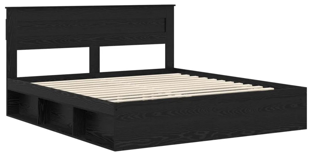 vidaXL Ágykeret matracmal fiókkal Fekete 180 x 200 cm Tömör fenyőfa