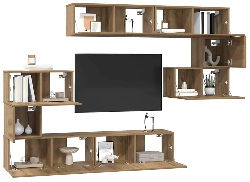 TV szekrény garnitúra 8 pcs kézműves tölgy 80 x 30 x 30 cm