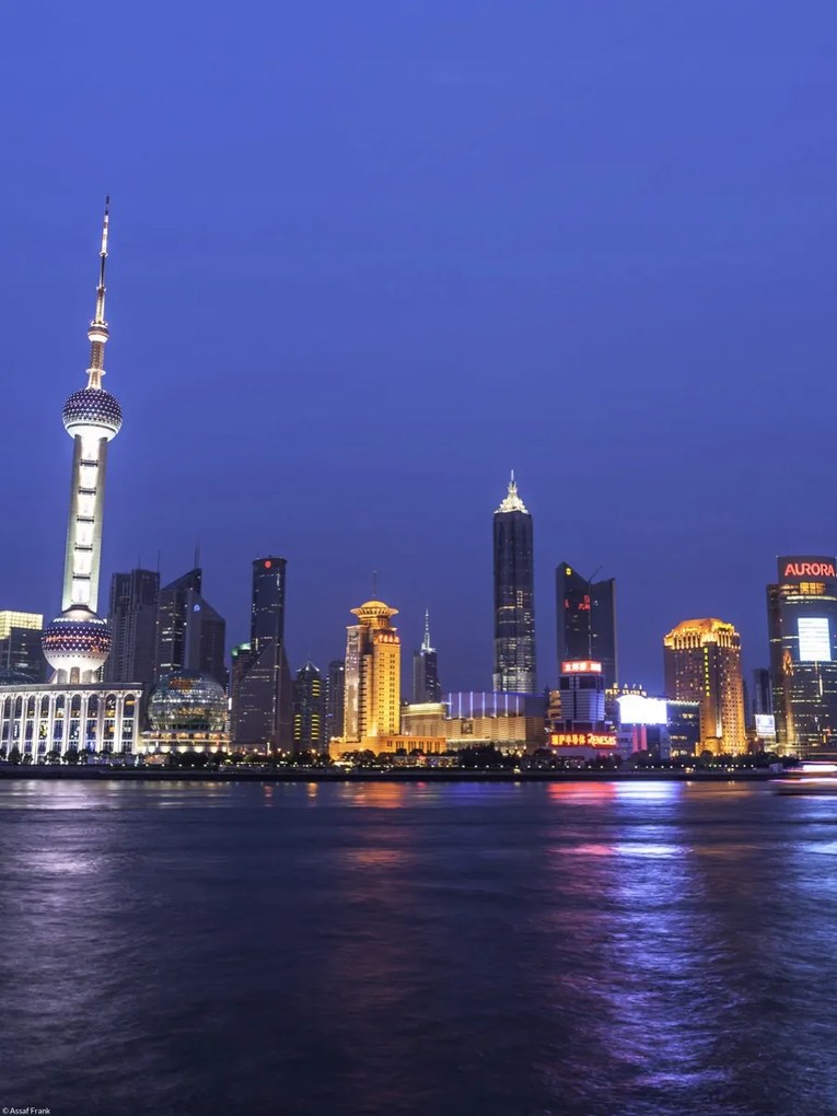 Poszter 30x40cm Panoráma Sanghaj, Assaf Frank