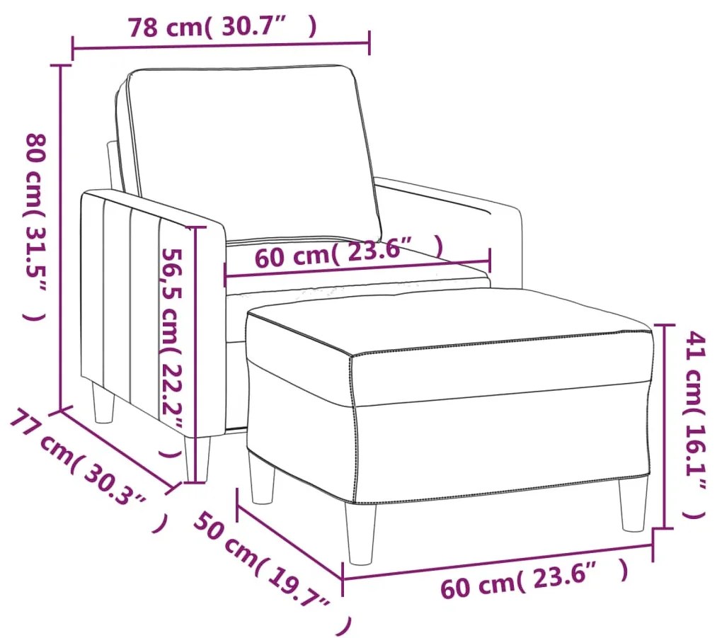 bordó bársony kanapéfotel lábtartóval 60 cm