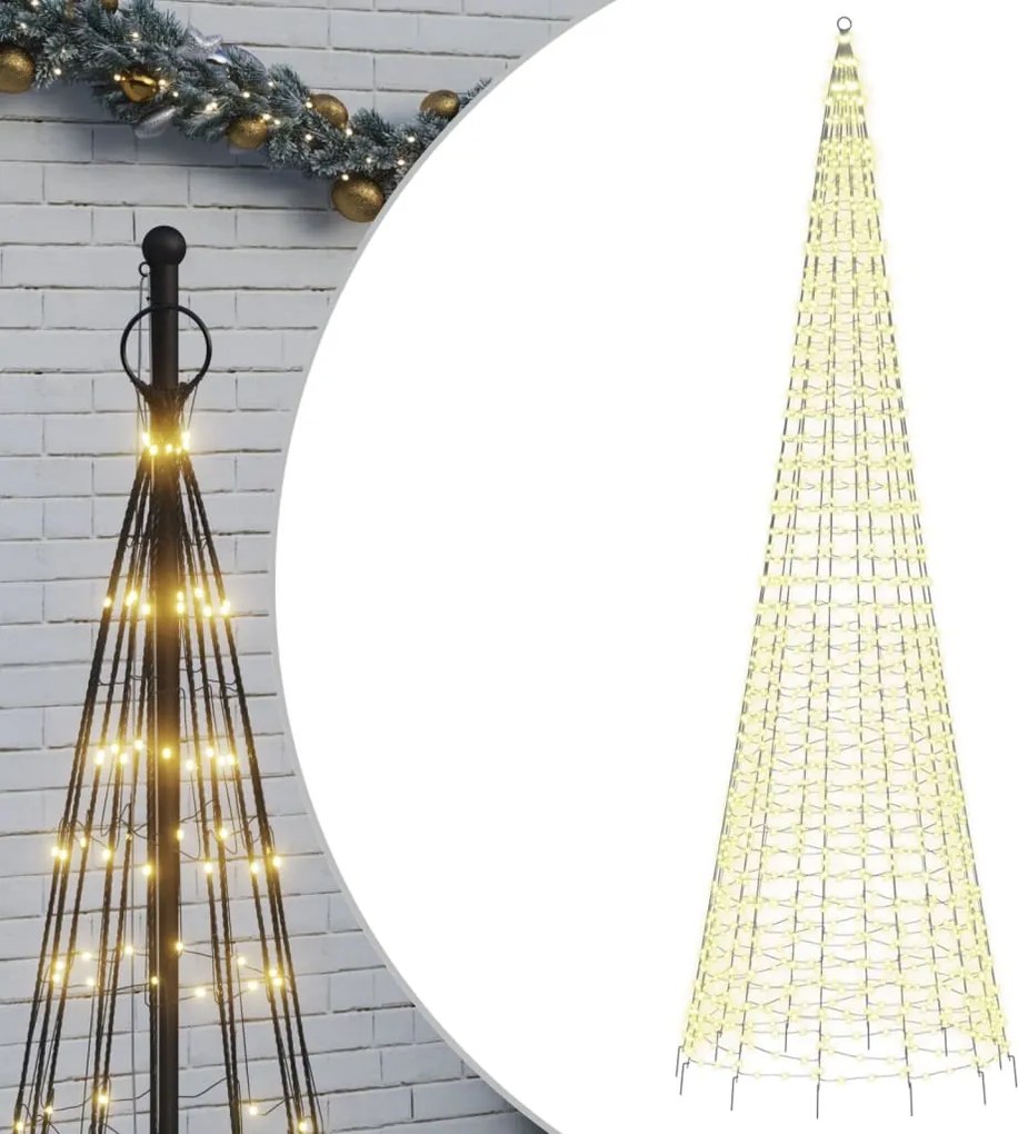 vidaXL meleg fehér LED karácsonyfa zászlórúdra 1534 LED 500 cm