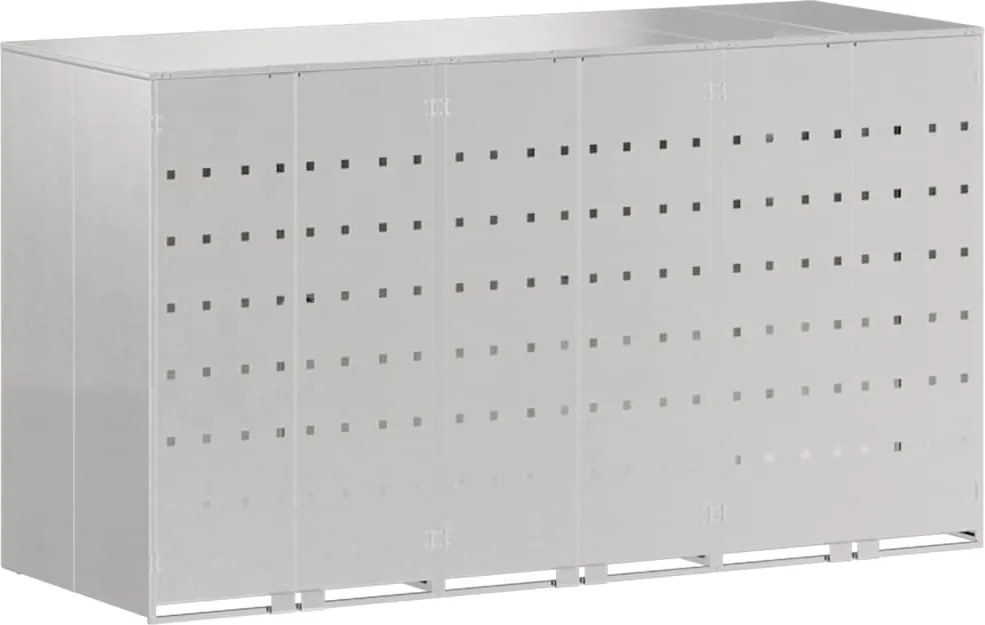 vidaXL Gurulós kuka tároló 3 kukához Ezüst 340 x 77.5 x 115.5 cm