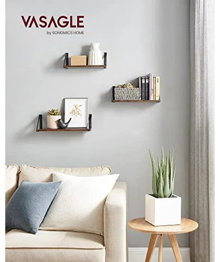 3 fali polc készlet, lebegő polcok,rusztikus barna és fekete