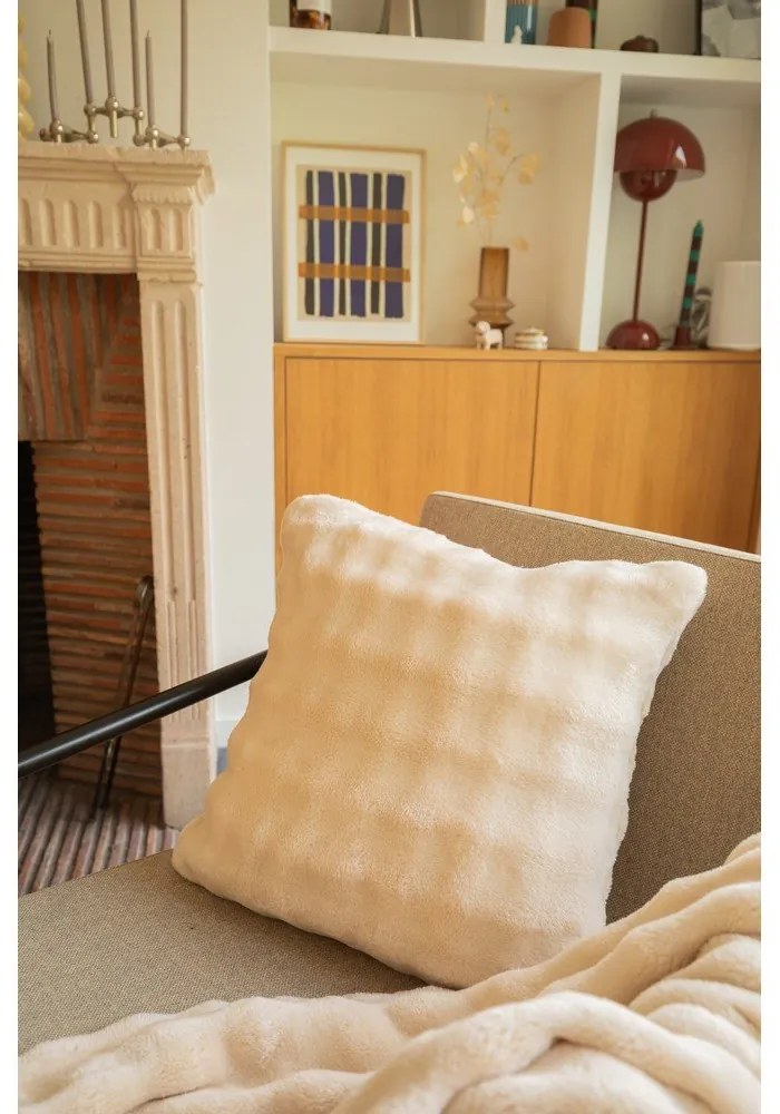 Elefántcsont színű mikroplüss takaró 150x200 cm Wave – Tiseco Home Studio