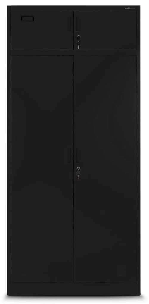 BORYS többrekeszes fém öltözőszekrény, 900 x 1850 x 500, fekete