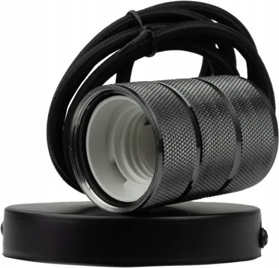 Függő lámpatest túlnyúlás Ecolight 60 W E27 200 cm Fekete Fényes