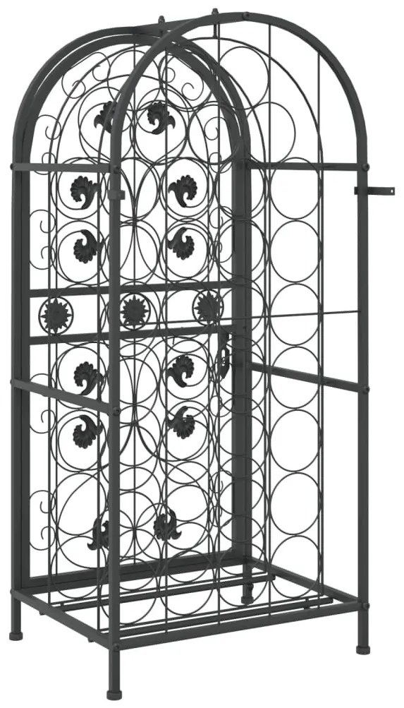 Fekete kovácsoltvas bortartó 33 palackhoz 45 x 36 x 100 cm