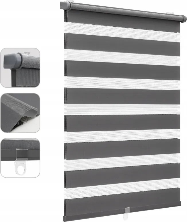 Roló Antracit Éjjel-nappal Klemmfix Automata Zsinór Nélkül 80 X 130