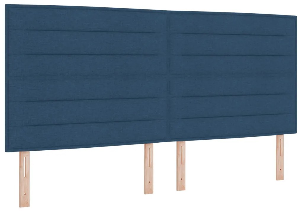 Box Spring Ágy Matraccal és Pad Kék 200x200 cm Szövet