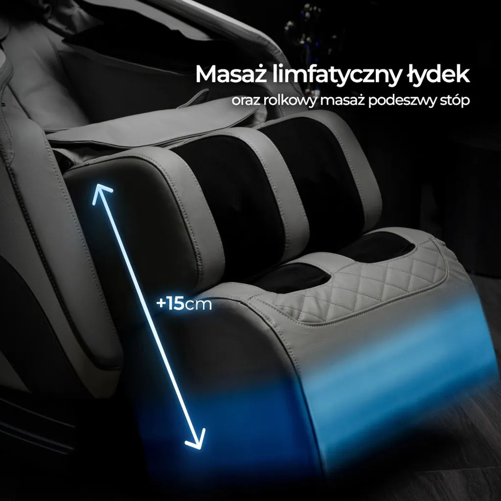 Masszázsfotel szürke színben, műbőr kárpittal. (Lengyel Menűvel) VX MAX