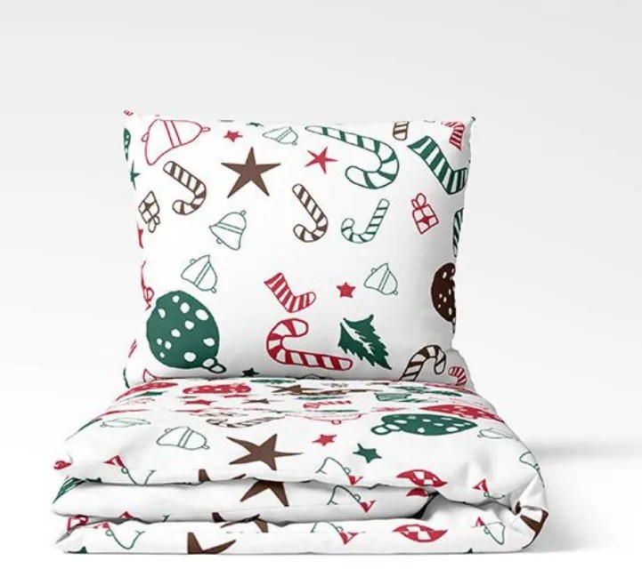 Karácsonyi mézeskalács pamut ágyneműhuzat TiaHome - 1x Párna 90x70cm, 1x Paplan 140x200cm