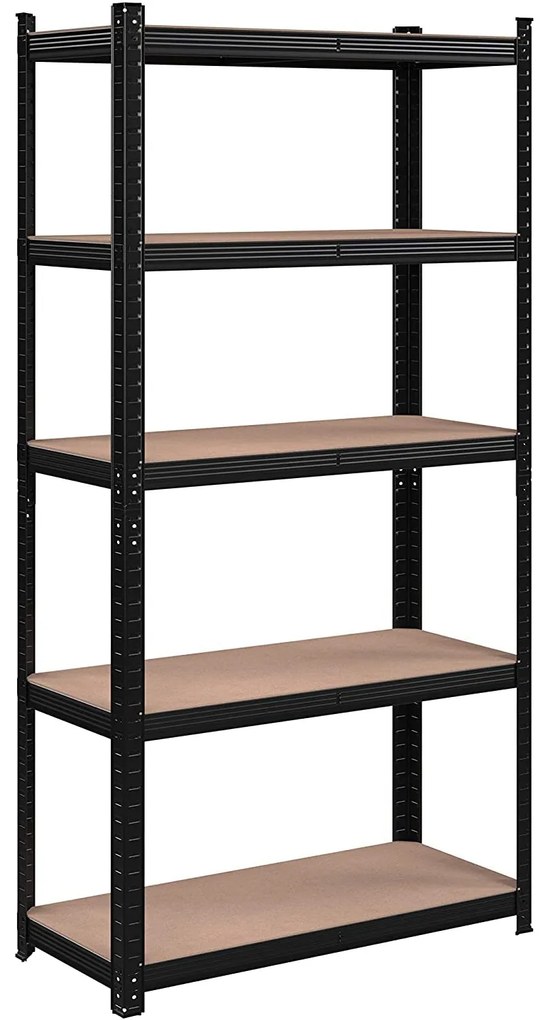 Fém tároló polc, 5 szintes salgó polc 90 x 180 x 40 cm, fekete-OUTLET