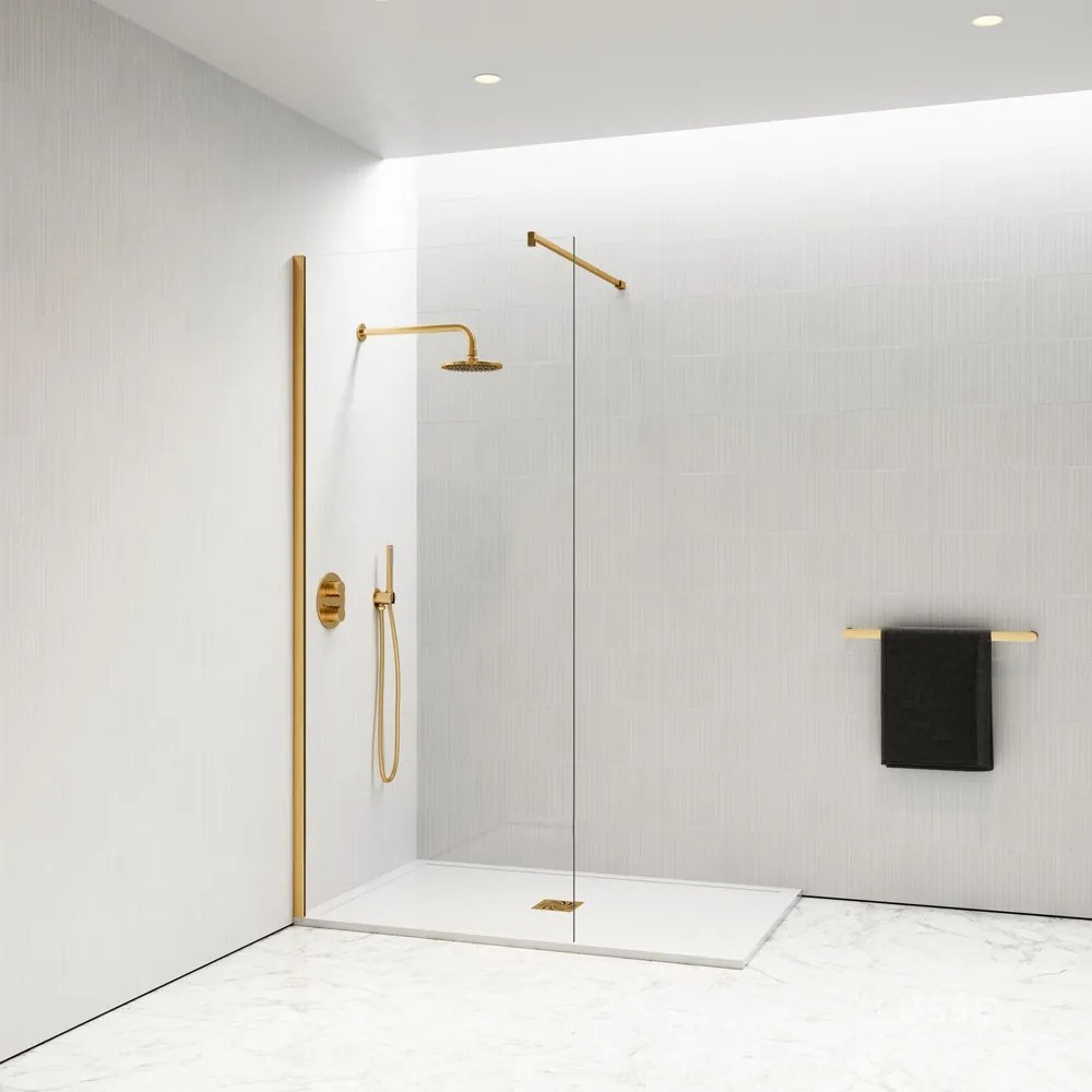 Walk-in || Gold zuhanyfal 90, 200cm, 8mm, NANO
