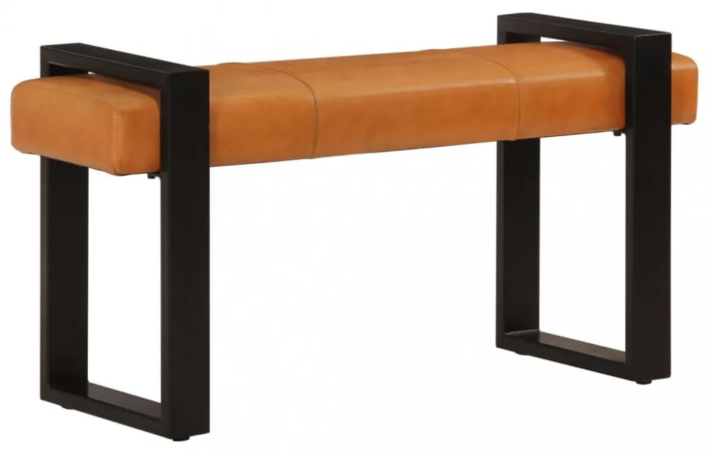 fekete-barna valódi kecskebőr pad 110 cm