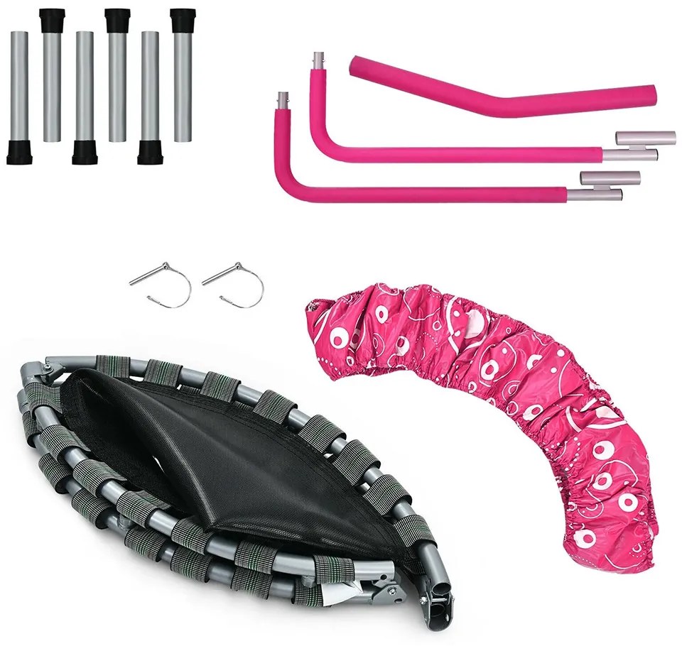 Összecsukható gyerek trambulin fogantyúval, rózsaszín