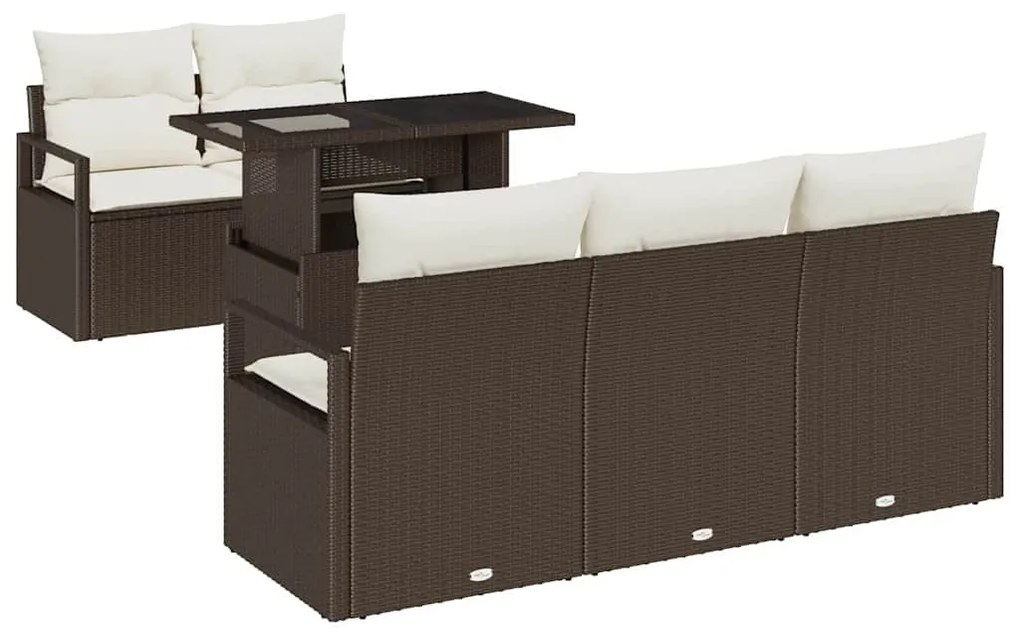 Kerti Kanapé Szett tárolóval 6 pcs Barna Poli rattan