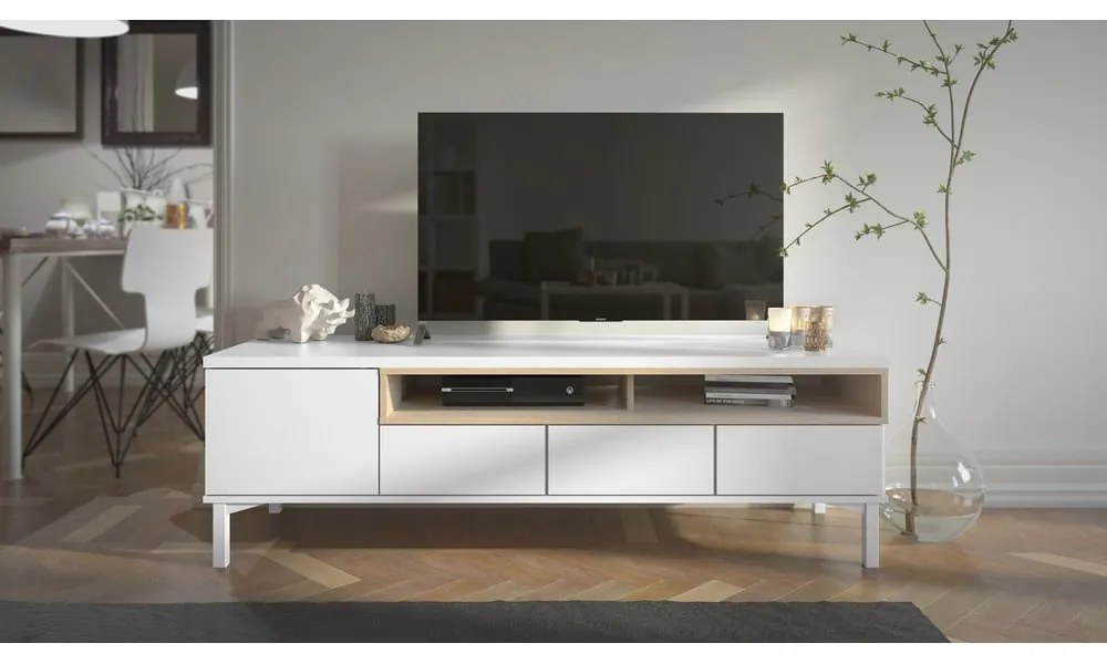 Fehér TV-állvány 156x48x48 cm Roomers – Tvilum