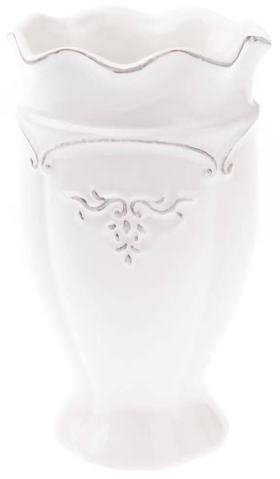 Vallada kerámia váza, fehér, 11 x 18 x 11 cm