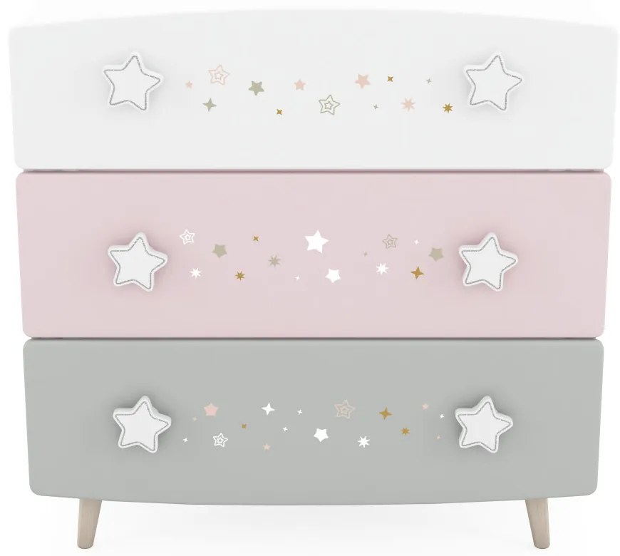 Elmo 3 fiókos komód Pink