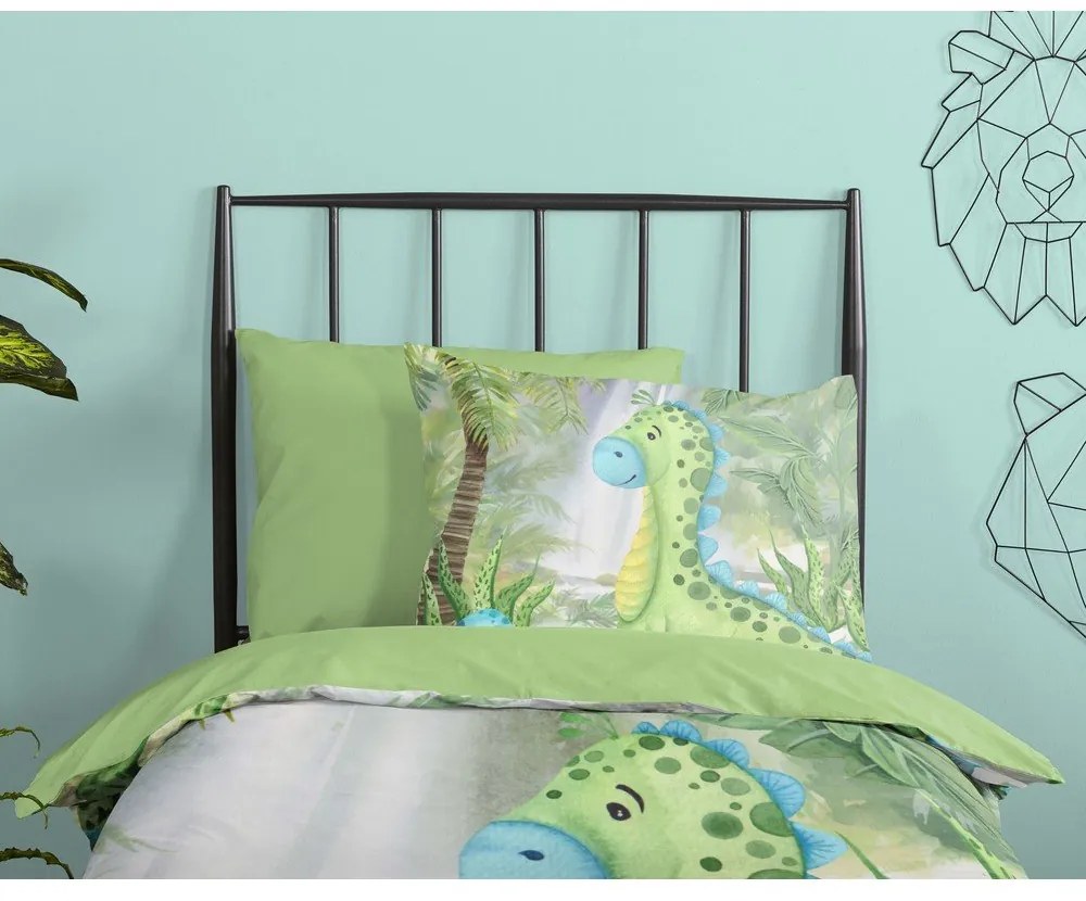 Zöld egyszemélyes-hosszabbított pamut gyerek ágyneműhuzat 140x220 cm Dani – Good Morning