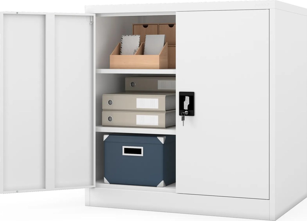 Fém irodai és műhelyszekrény fehér BEATA D600 900 x 930 x 600 mm
