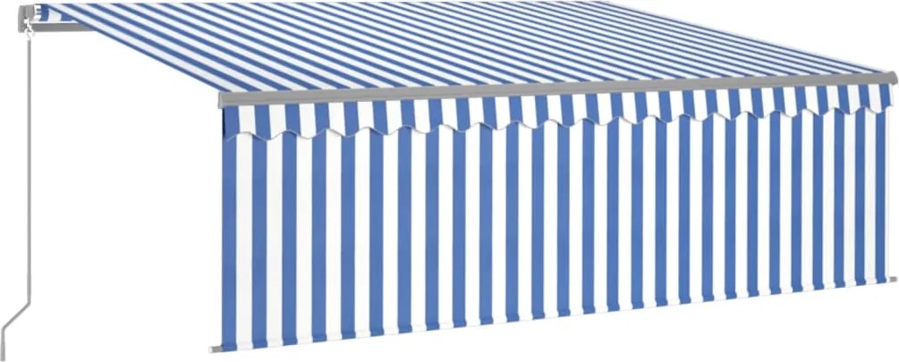 vidaXL kék és fehér kézzel kihúzható napellenző redőnnyel 4 x 3 m