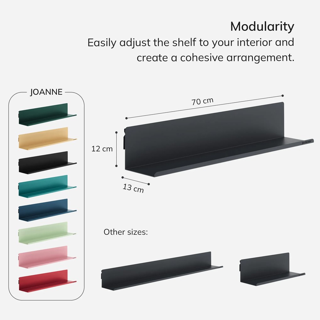 Fali polc JOANNE 700 mm, antracitszürke