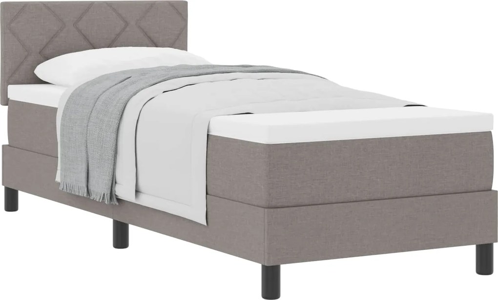 vidaXL Boxrugós ágy matracmal fejtámlával Tópszínű 80 x 200 cm szövet