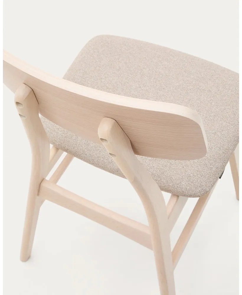 Bézs-natúr színű étkezőszék szett tölgyfa dekorral, 2 db-os Selia – Kave Home