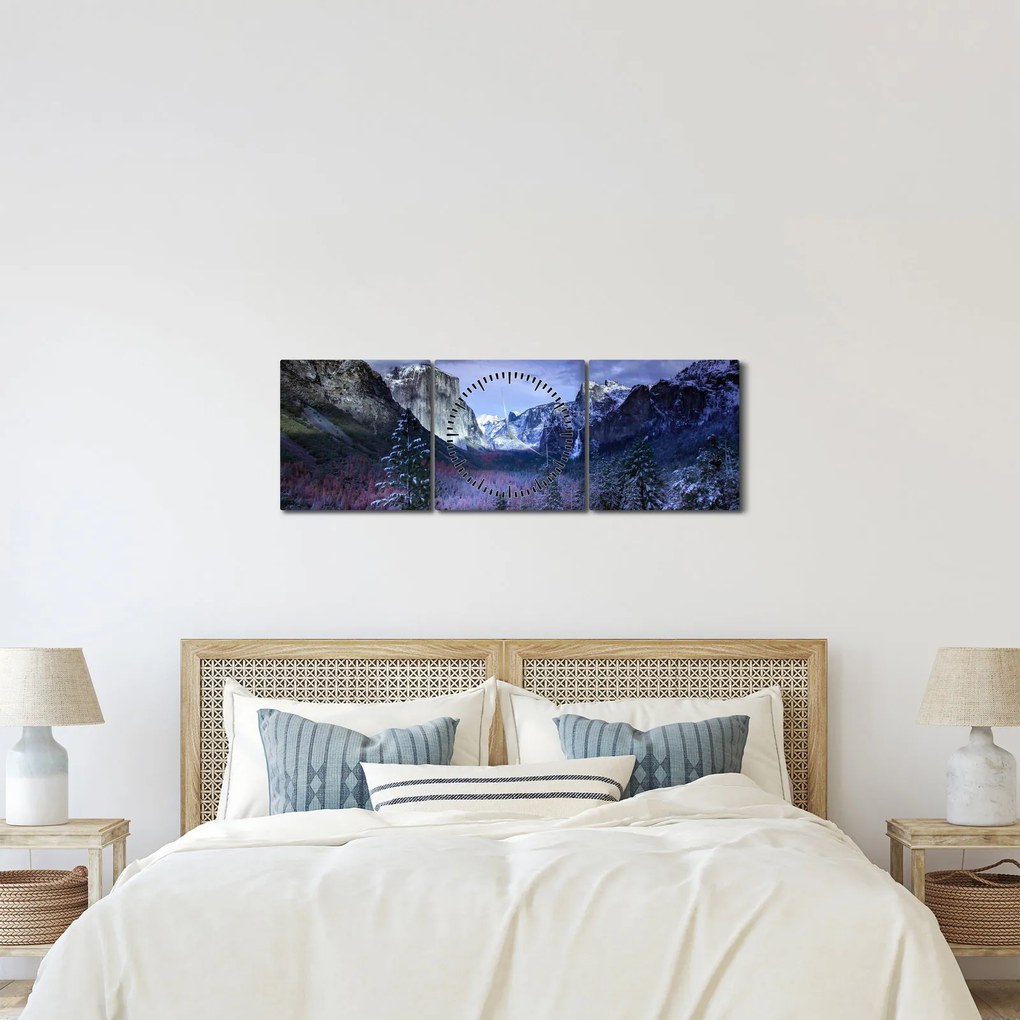 Téli hegyi tájkép (órával) (90x30 cm)