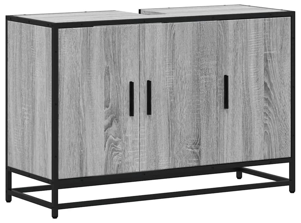 szürke sonoma szerelt fa fürdőszobai mosdószekrény 90x33x60 cm