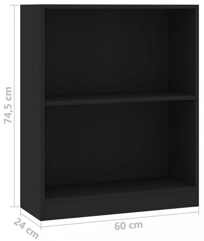fekete szerelt fa könyvespolc 60 x 24 x 76 cm
