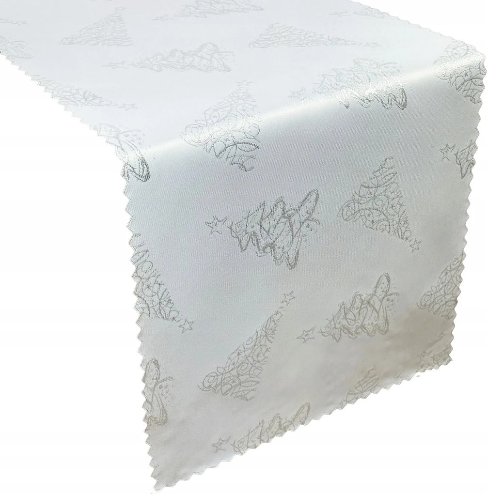 Futópad Kétoldalas Foltálló Karácsonyi Fehér Ezüst Karácsonyfa 40x120 cm