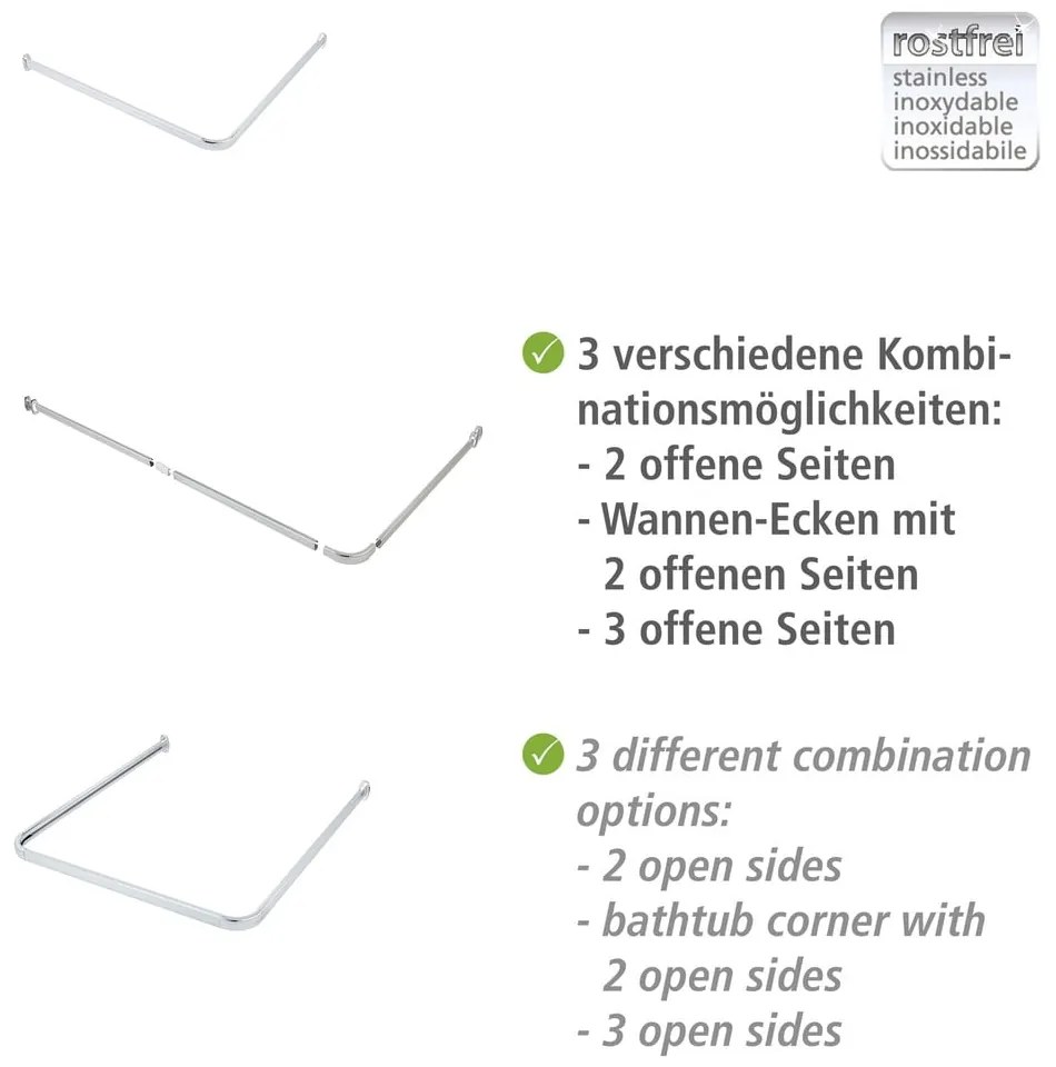 Fényes ezüstszínű zuhanyfüggöny rúd Era – Wenko