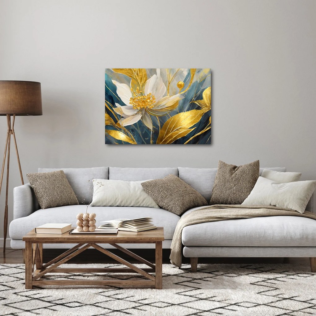 Kép - Festmény arany virágok (70x50 cm)