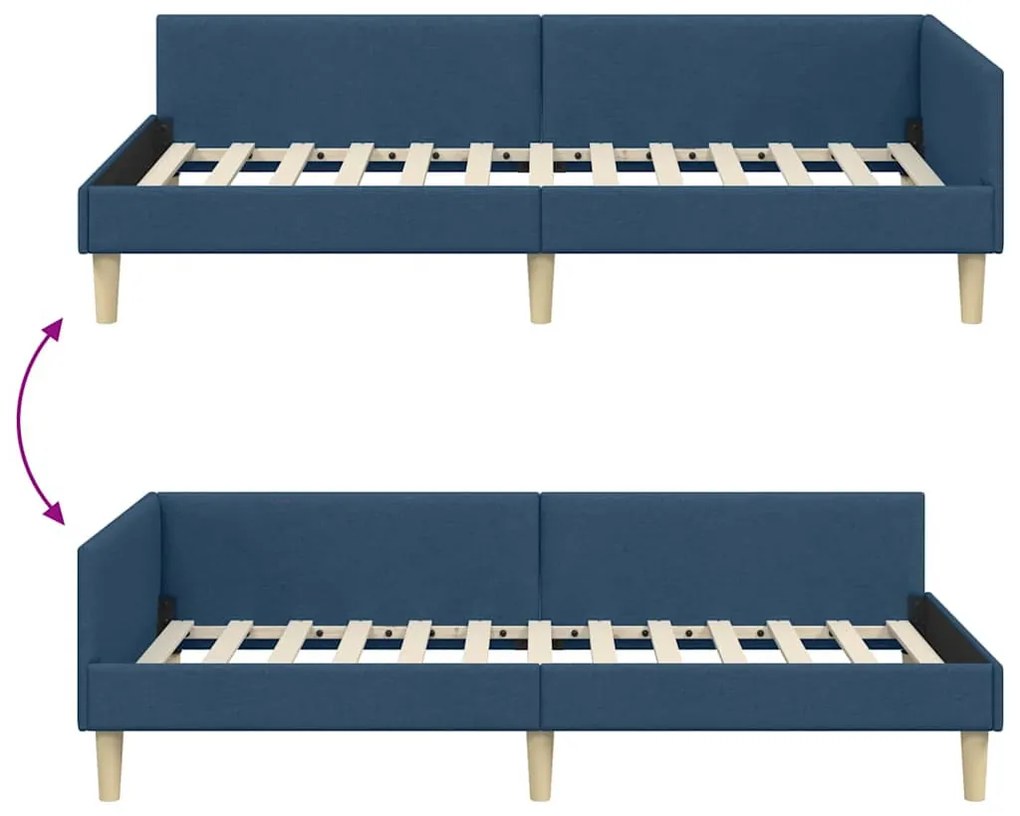 Sarokágy keret Egyéb Kék 100 x 200 cm Szövet és Mérnöki Fa