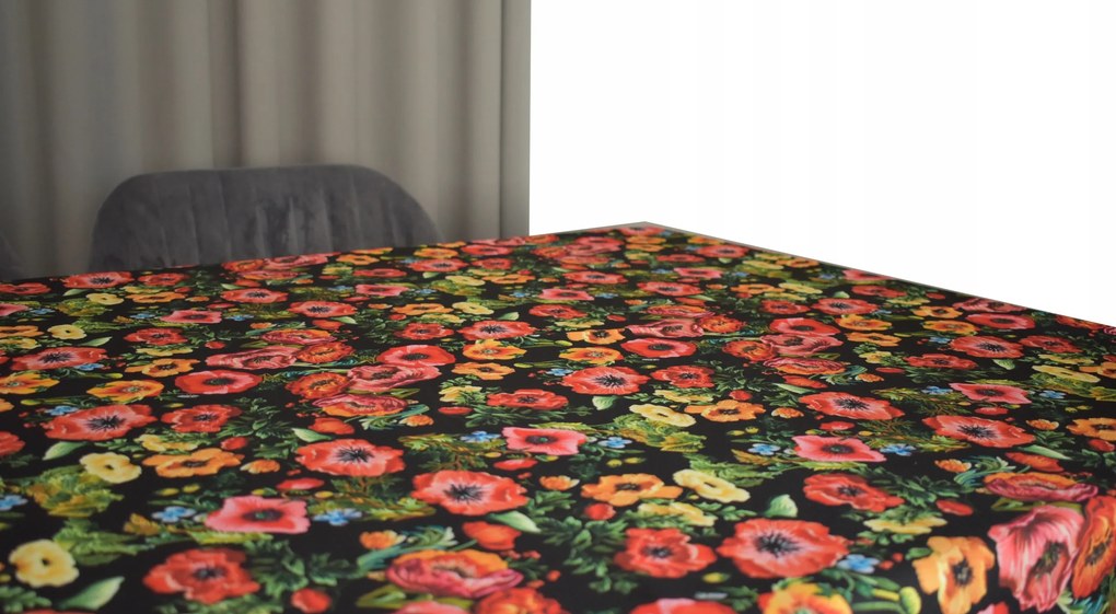 Abrosz Foltálló Fekete 130X200 CM Pipacsok Virágok Piros