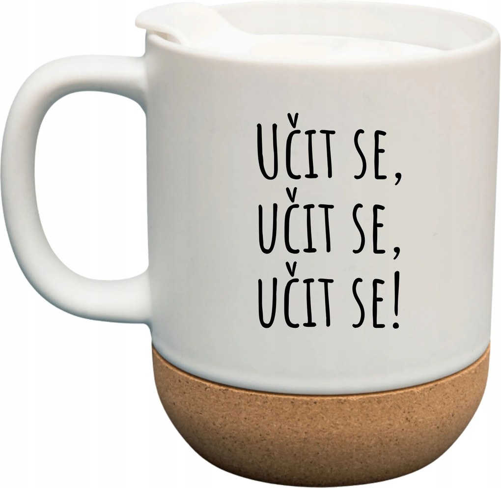 Fehér Bögre Ajándék Fedéllel Učit Se, Učit Se, Učit Se!